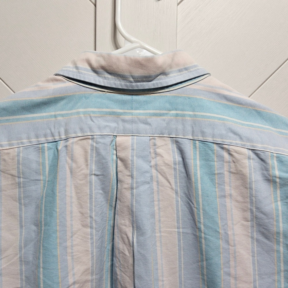 Ralph Lauren Button Down Shirt Mens 16.5-34 Blue Pink Striped Oxford Cotton - Picture 7 of 16